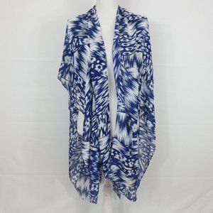 Michael star women's poncho O/S light knit Aztec Blue & Tan OS